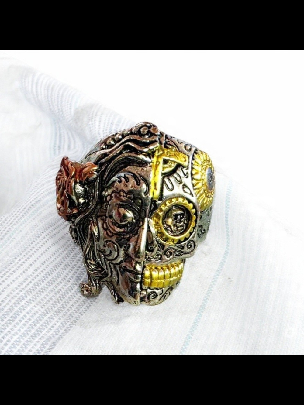 Unique Double-Sided Personality Angel & Devil Ring Sterling Silver Skull. Sz 11